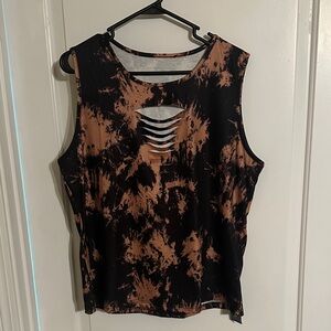 Mido Black and Brown Tie-Dye Tank